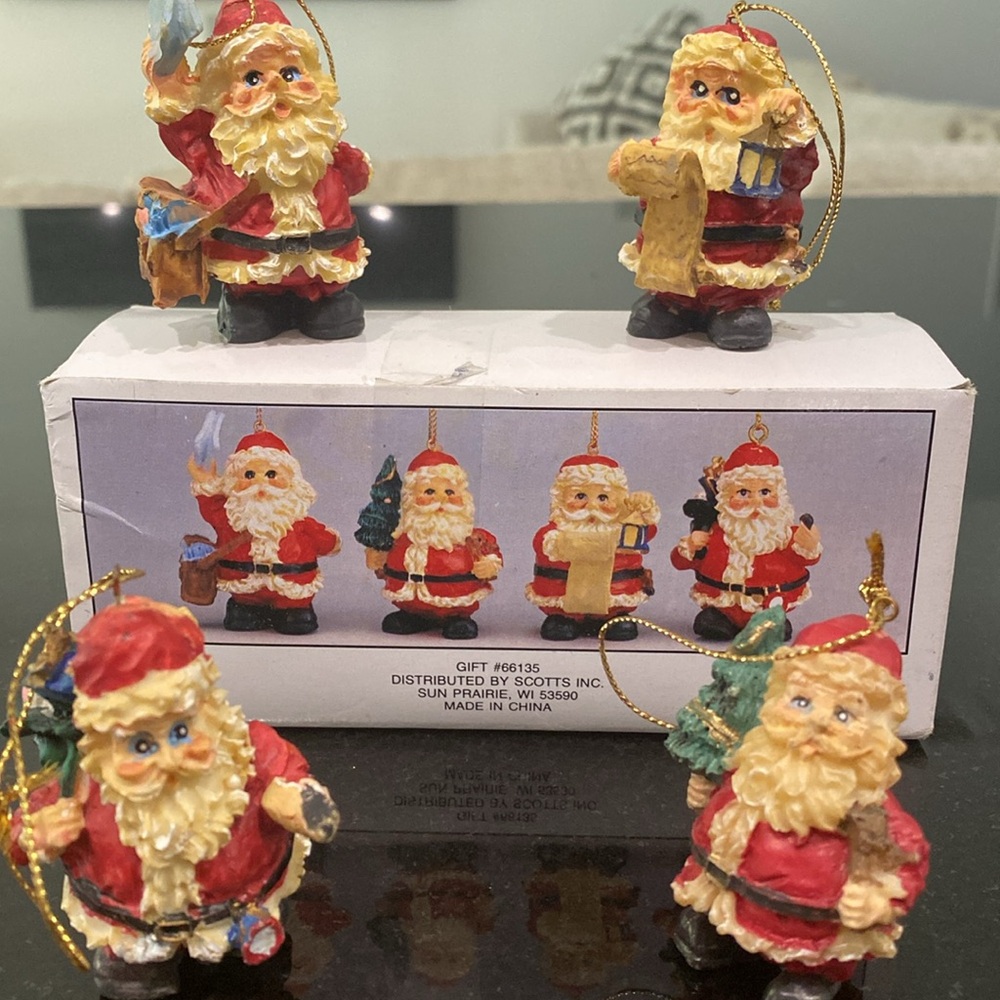 1996 Vintage Santa Ornaments by Artmark in Original box